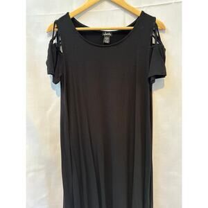 Black Justify Dress with lace up shoulder caps Size L